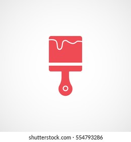 Building Construction Tool Paint Brush Red Flat Icon On White Background
