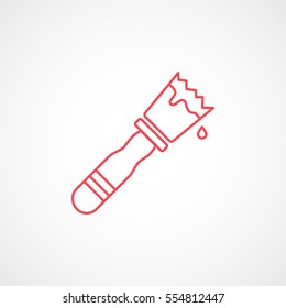 Building Construction Tool Paint Brush Red Line Icon On White Background