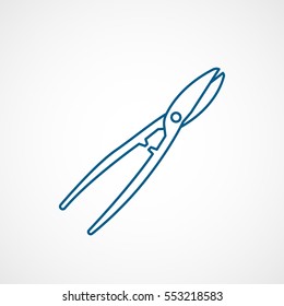 Building Construction Tool Pliers Blue Line Icon On White Background