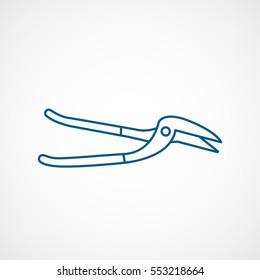 Building Construction Tool Pliers Blue Line Icon On White Background