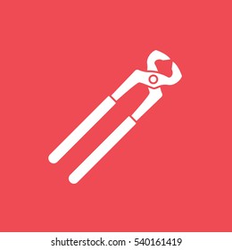 Building Construction Tool Pliers Flat Icon On Red Background