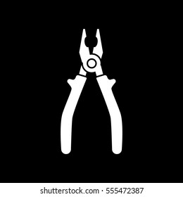 Building Construction Tool Pliers Flat Icon On Black Background