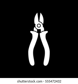 Building Construction Tool Pliers Flat Icon On Black Background