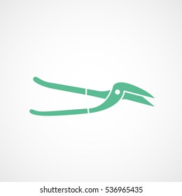 Building Construction Tool Pliers Green Flat Icon On White Background