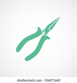 Building Construction Tool Pliers Green Flat Icon On White Background