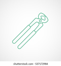 Building Construction Tool Pliers Green Line Icon On White Background