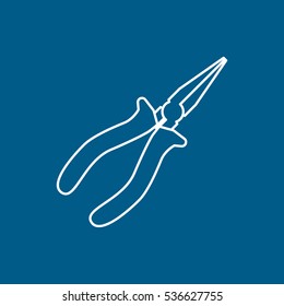 Building Construction Tool Pliers Line Icon On Blue Background