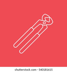 Building Construction Tool Pliers  Line Icon On Red Background