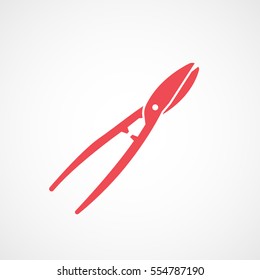 Building Construction Tool Pliers Red Flat Icon On White Background
