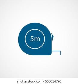 Building Construction Tool Round Ruler Blue Flat Icon On White Background