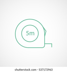 Building Construction Tool Ruler Green Line Icon On White Background