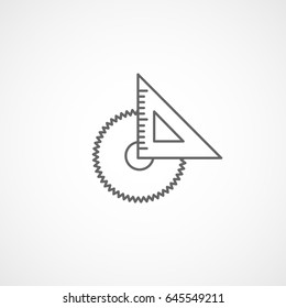 Building Construction Tool Ruler Line Icon On White Background