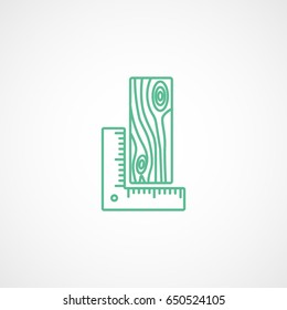 Building Construction Tool Ruler Measuring Parquet Green Line Icon On White Background