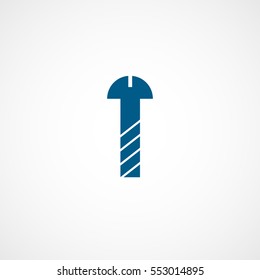 Building Construction Tool Screw Blue Flat Icon On White Background
