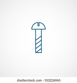 Building Construction Tool Screw Blue Line Icon On White Background
