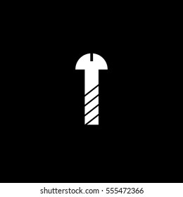 Building Construction Tool Screw Flat Icon On Black Background