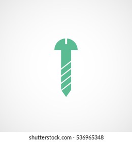 Building Construction Tool Screw Green Flat Icon On White Background
