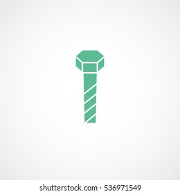 Building Construction Tool Screw Green Flat Icon On White Background