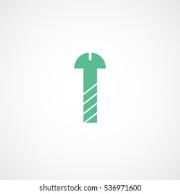 Building Construction Tool Screw Green Flat Icon On White Background
