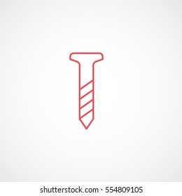 Building Construction Tool Screw Red Line Icon On White Background