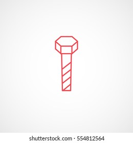 Building Construction Tool Screw Red Line Icon On White Background