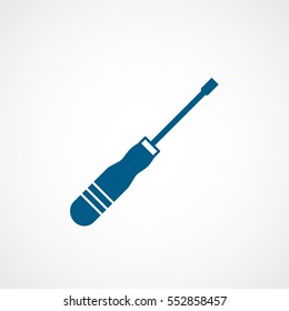 Building Construction Tool Screwdriver Blue Flat Icon On White Background