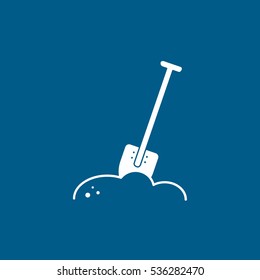 Building Construction Tool Shovel Flat Icon On Blue Background