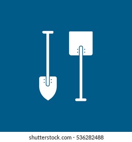 Building Construction Tool Shovel Flat Icon On Blue Background