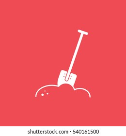 Building Construction Tool Shovel Flat Icon On Red Background