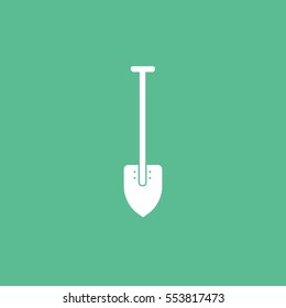 Building Construction Tool Shovel Flat Icon On Green Background