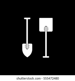 Building Construction Tool Shovel Flat Icon On Black Background