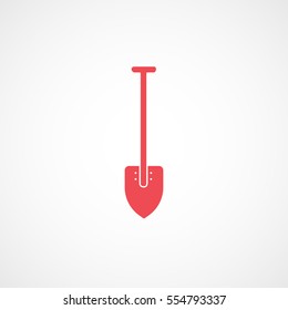 Building Construction Tool Shovel Red Flat Icon On White Background