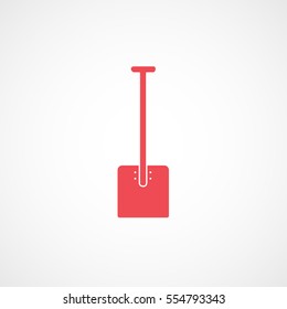 Building Construction Tool Shovel Red Flat Icon On White Background
