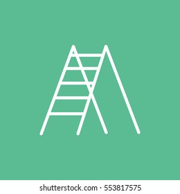 Building Construction Tool Stairs Flat Icon On Green Background
