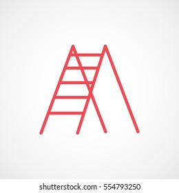 Building Construction Tool Stairs Red Flat Icon On White Background