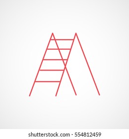 Building Construction Tool Stairs Red Line Icon On White Background