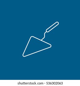 Building Construction Tool Trowel Line Icon On Blue Background