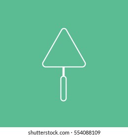 Building Construction Tool Trowel Line Icon On Green Background