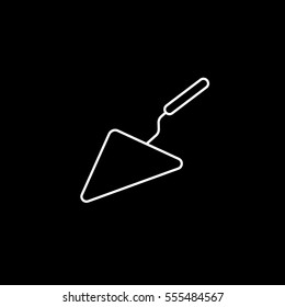 Building Construction Tool Trowel Line Icon On Black Background