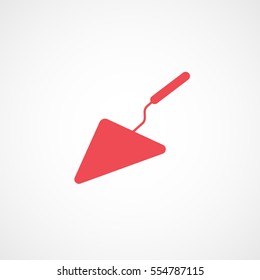 Building Construction Tool Trowel Red Flat Icon On White Background
