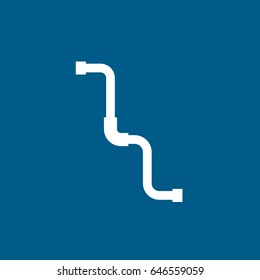 Building Construction Tool Water Pipe Flat Icon On Blue Background