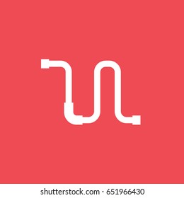 Building Construction Tool Water Pipe Flat Icon On Red Background