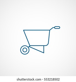 Building Construction Tool Wheelbarrow Blue Line Icon On White Background