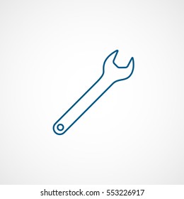 Building Construction Tool Wrench Blue Line Icon On White Background