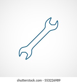 Building Construction Tool Wrench Blue Line Icon On White Background