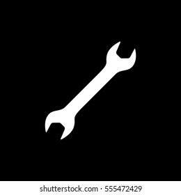 Building Construction Tool Wrench Flat Icon On Black Background