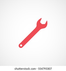 Building Construction Tool Wrench Red Flat Icon On White Background