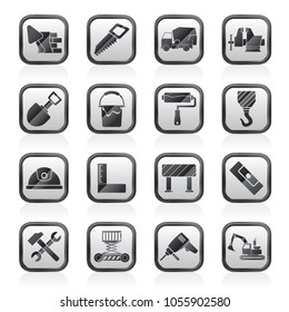 Building and construction tools icons - vector icon set