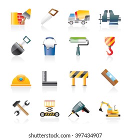 Building and construction tools icons - vector icon set