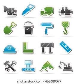 Building and construction tools icons - vector icon set